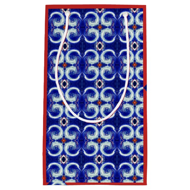 Sacola Para Presentes Pequena Saco azul requintado do presente do teste padrão (Frente)