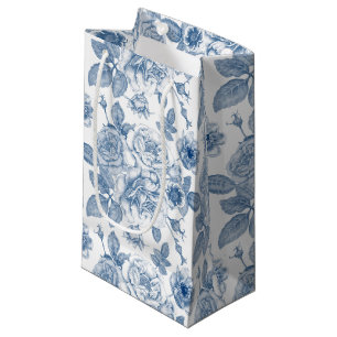 Sacola Para Presentes Pequena saco branco azul elegante do partido do vintage