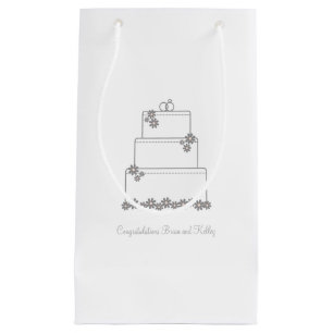 Sacola Para Presentes Pequena Saco branco do presente do bolo de casamento