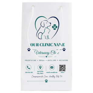 Sacola Para Presentes Pequena Saco de Compras Personalizável para Clínica Veteri