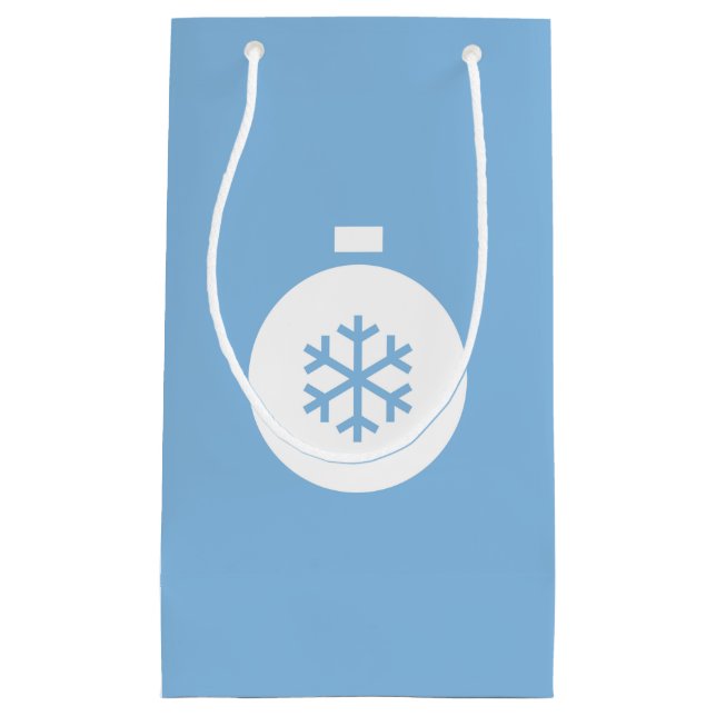 Sacola Para Presentes Pequena Saco de Presente Azul Bola de Natal (Frente)