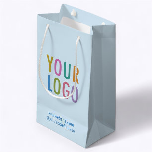 Sacola Para Presentes Pequena Saco de Presente Azul Claro 8,5 polegadas Logo Com