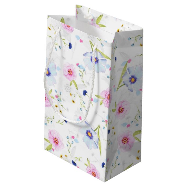 Sacola Para Presentes Pequena Saco de Presente com Flores (Verso inclinado)