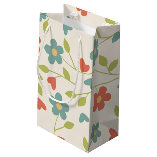Sacola Para Presentes Pequena Saco de Presente com Padrão de Flores (Verso inclinado)