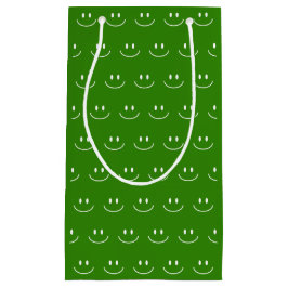 Sacola Para Presentes Pequena Saco de Presente com Padrão de Sorriso Verde