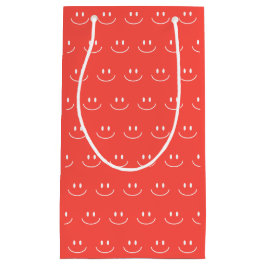 Sacola Para Presentes Pequena Saco de Presente com Padrão de Sorriso Vermelho