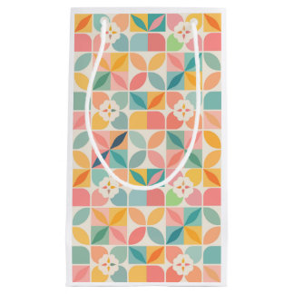Sacola Para Presentes Pequena Saco de Presente com Padrão Floral Geométrico Colo