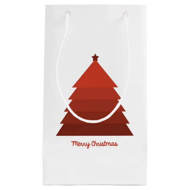 Sacola Para Presentes Pequena Saco de Presente de Árvore de Natal Vermelha (Frente)