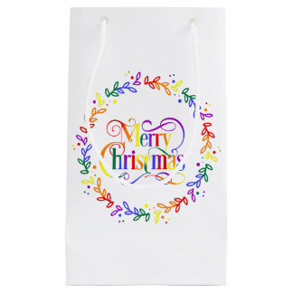 Sacola Para Presentes Pequena Saco de Presente de Natal Coroa de Flores Arco-íri