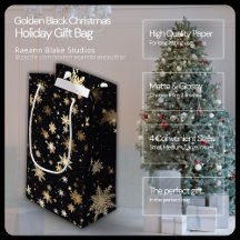 Saco de Presente de Natal Dourado Preto para Féria