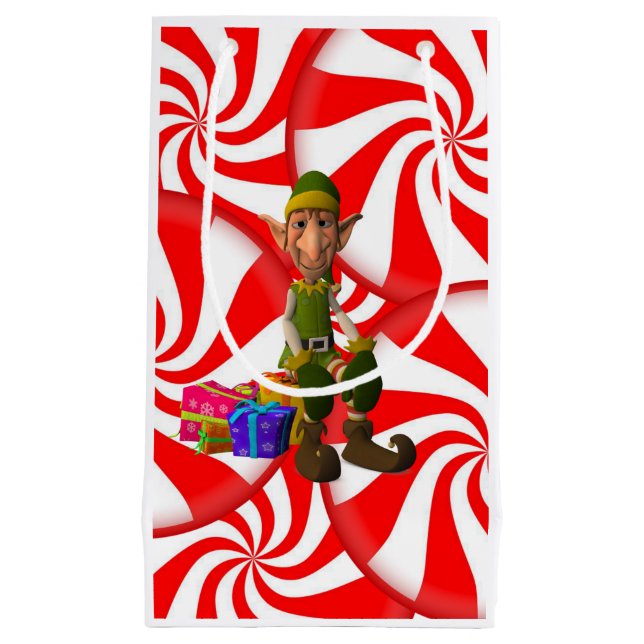 Sacola Para Presentes Pequena Saco de Presente Elfo de Natal (Frente)