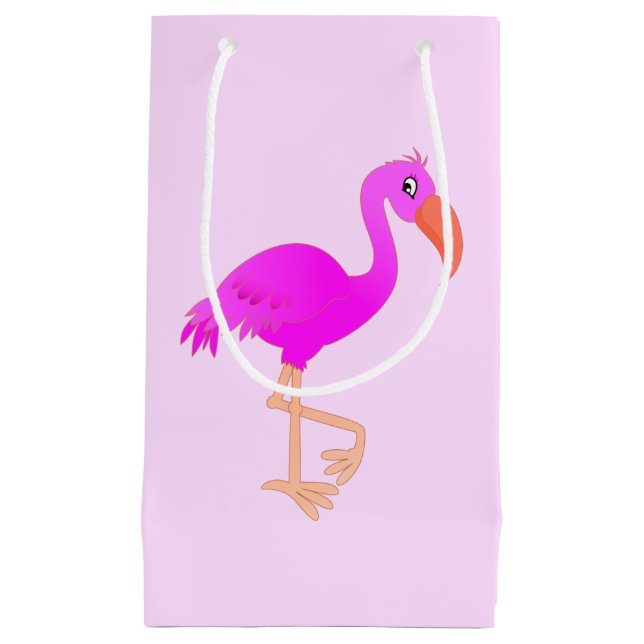 Sacola Para Presentes Pequena Saco de Presente Flamingo Rosa (Frente)