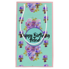 Sacola Para Presentes Pequena Saco de Presente Floral Turquesa em estilo Shabby 