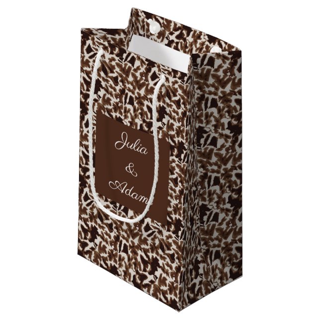 Sacola Para Presentes Pequena Saco de Presente Girafa Marrom (Frente inclinada)