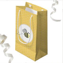 Sacola Para Presentes Pequena Saco de Presente Mel Melado Abelha Bumble Cinza