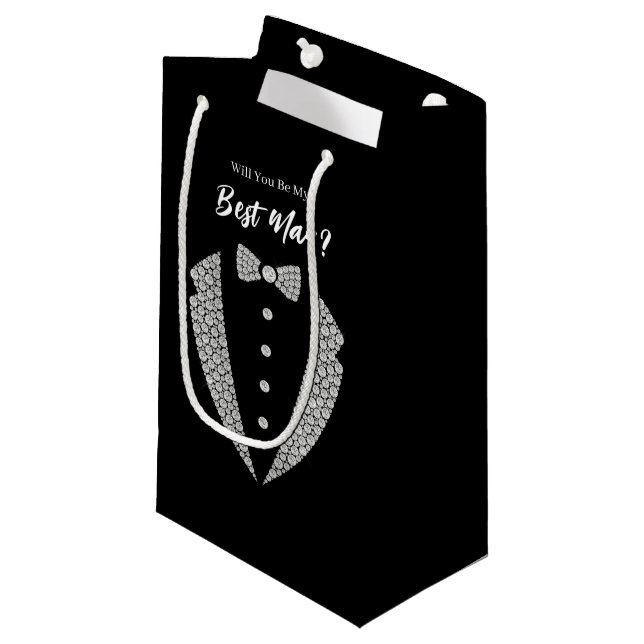 Sacola Para Presentes Pequena Saco de Presente para Padrinho de Casamento (Frente inclinada)