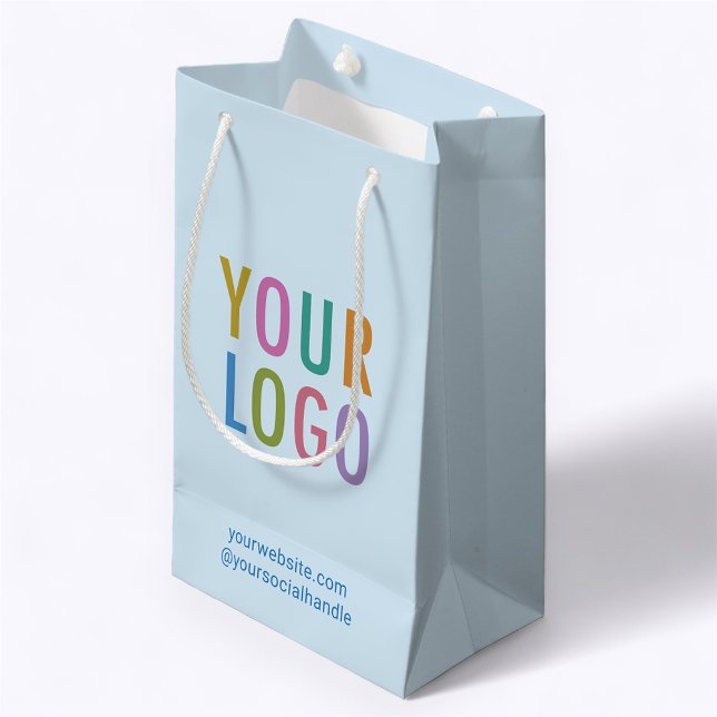 Sacola Para Presentes Pequena Saco de Presente Pequeno Azul Claro com Logotipo C (MISOOK 5 x 3 x 8.5 inch Light Blue Gift Bag with Logo)