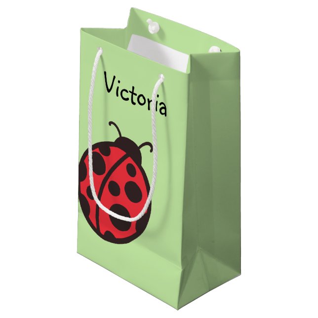 Sacola Para Presentes Pequena Saco de Presente Personalizado da Joaninha (Frente inclinada)