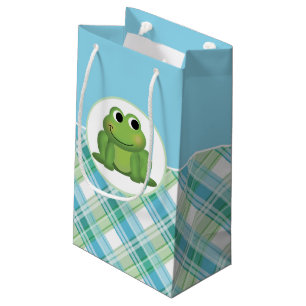 Sacola Para Presentes Pequena Saco de presente verde e azul de rã