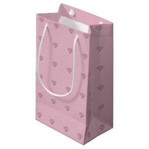 Sacola Para Presentes Pequena Saco de presentes rosa-rosa com padrão de corações