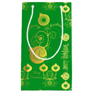 Sacola Para Presentes Pequena Saco do ouro e do presente dos ornamento do verde