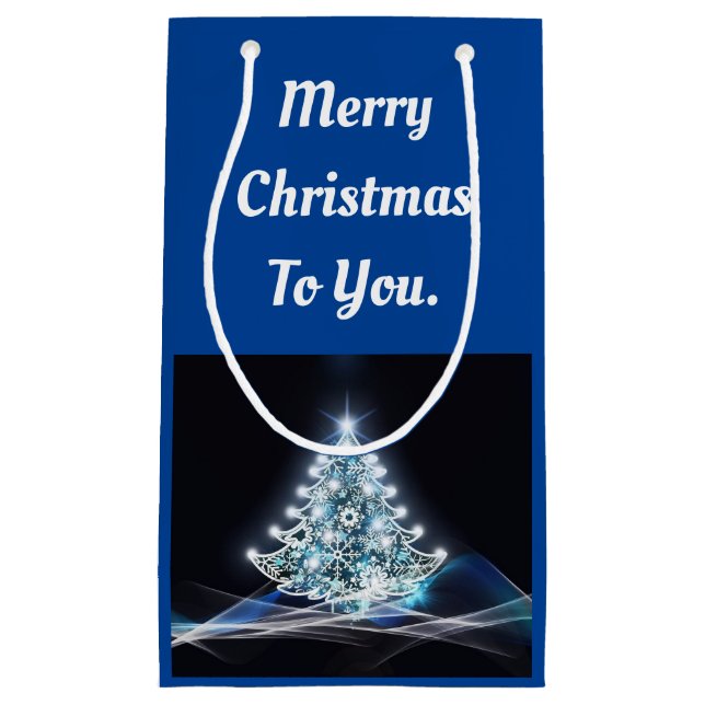 Sacola Para Presentes Pequena Saco do presente da árvore branca (Frente)