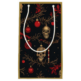 Sacola Para Presentes Pequena Saco do Presente do Ornamento Crânio (Dourado)