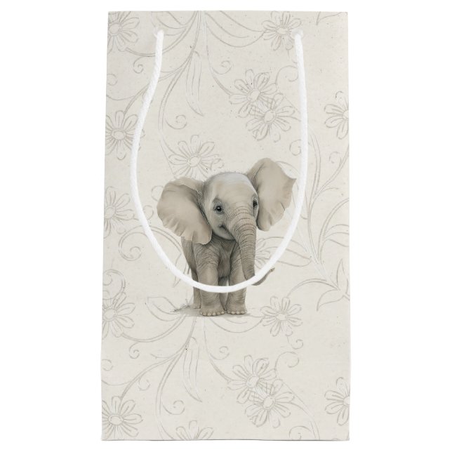 Sacola Para Presentes Pequena Saco do Presente - Elefante do Bebê2 (Frente)