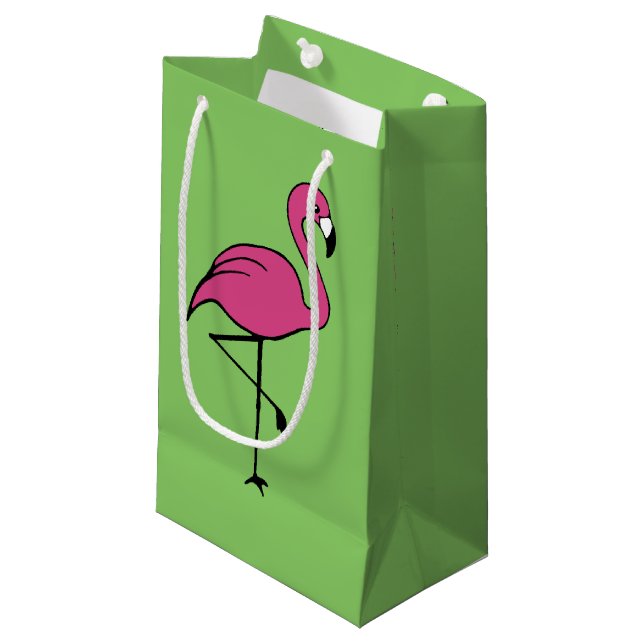 Sacola Para Presentes Pequena Saco do Presente Flamingo Rosa (Frente inclinada)