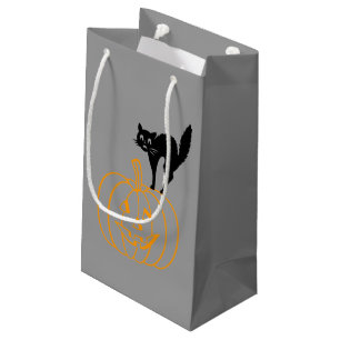 Sacola Para Presentes Pequena Saco do presente - Gato preto e abóbora