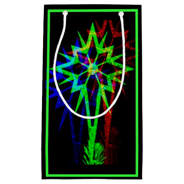 Sacola Para Presentes Pequena Saco do Presente nas Estrelas Psicodélicas (Neon) (Frente)