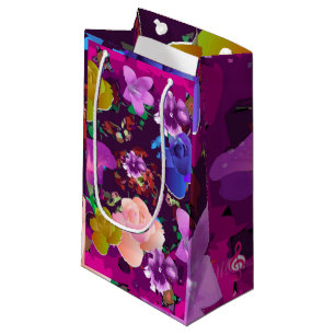 Sacola Para Presentes Pequena Saco Floral Pequeno Presente Abstrato cor-de-rosa
