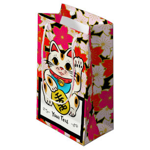 Sacola Para Presentes Pequena Saco japonês SAKURA Maneki Nek do presente do