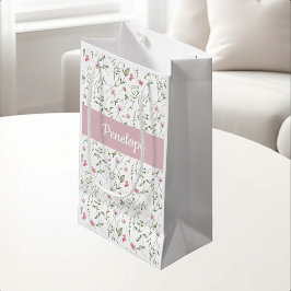 Sacola Para Presentes Pequena Saco Pequeno de Presente com Monograma de Flor Sil