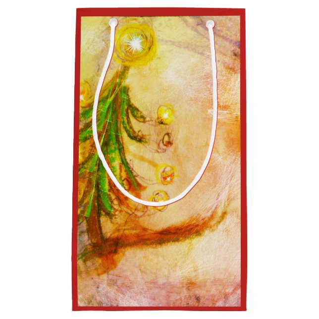 Sacola Para Presentes Pequena Saco pequeno feliz do presente da árvore de Natal (Frente)