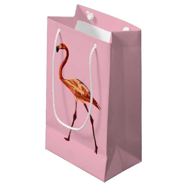 Sacola Para Presentes Pequena Saco Personalizado do Flamingo Rosa - Pequeno, Bri (Frente inclinada)