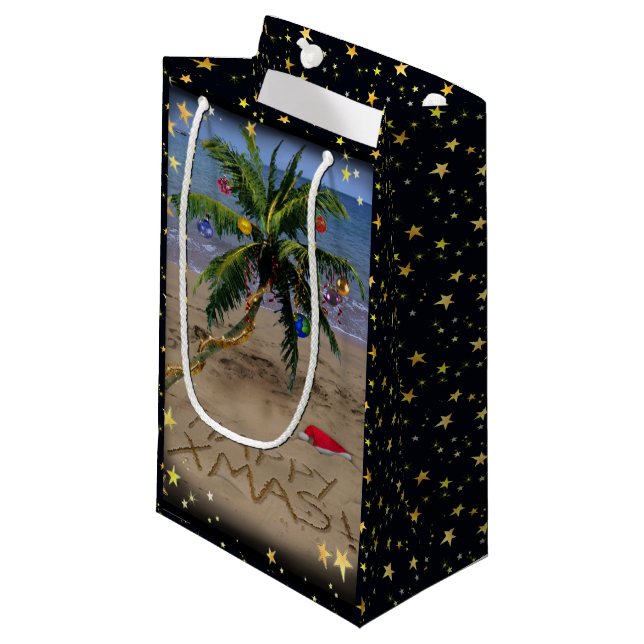 Sacola Para Presentes Pequena Saco tropical do presente do Natal (Frente inclinada)