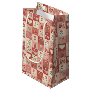 Sacola Para Presentes Pequena Sacolinha de Presente com Patchwork Doce Desenhado