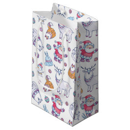 Sacola Para Presentes Pequena Sacos de Presente de Natal com Papai Noel e Animai