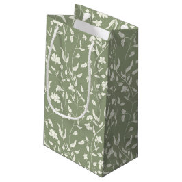 Sacola Para Presentes Pequena Sage Green e Cream Floral Gift Bag