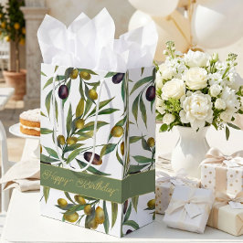 Sacola Para Presentes Pequena Sage Green Watercolor French Country Olive Pattern