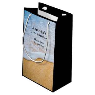 Sacola Para Presentes Pequena Sandy Beach com Surf Foamy - Aniversário Obrigado