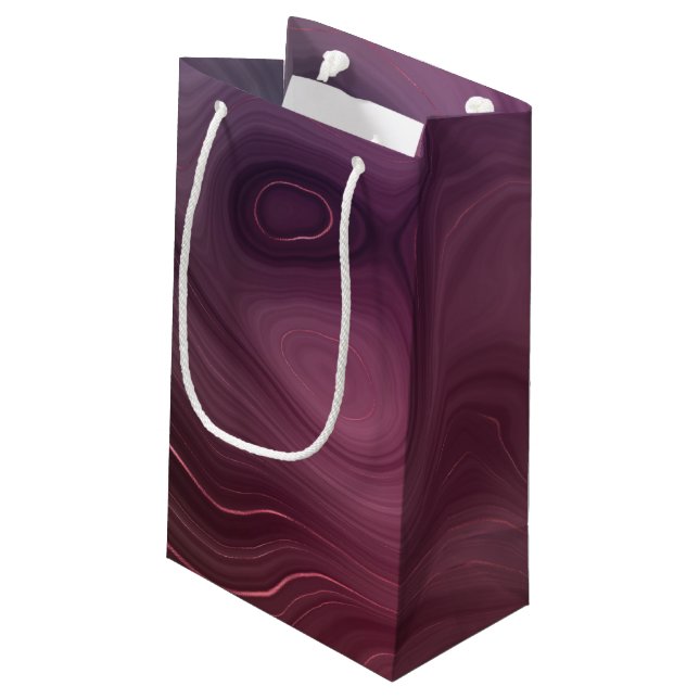 Sacola Para Presentes Pequena Sangria Strata | Moody Pink e Purple Luxe Agate (Verso inclinado)