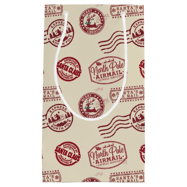 Sacola Para Presentes Pequena Santa Claus Airmail Holiday (Frente)