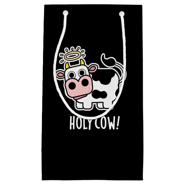 Sacola Para Presentes Pequena Santa Vaca Funny Animal Pun Dark BG (Frente)