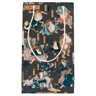 Sacola Para Presentes Pequena Sapo japonês ukiyo-e Froggies