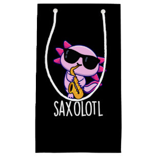 Sacola Para Presentes Pequena Sax-olotl Piadas engraçadas de Saxofone Fundo Escu