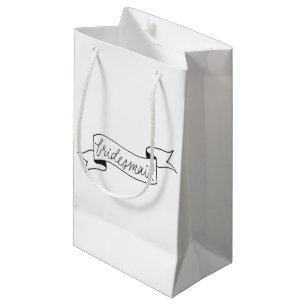 Sacola Para Presentes Pequena Script de Banner de presentes da Bridesmaid preto