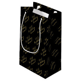 Sacola Para Presentes Pequena Script Dourado Elegante