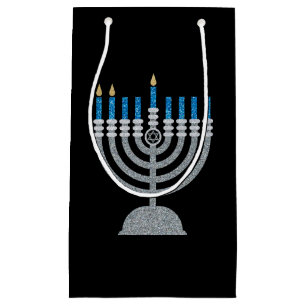 Sacola Para Presentes Pequena segundo Noite de Hanukkah Glitter Pequeno Gift Bag
